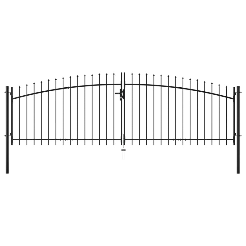 Double Door Fence Gate with Spear Top 13.1'x6.6'