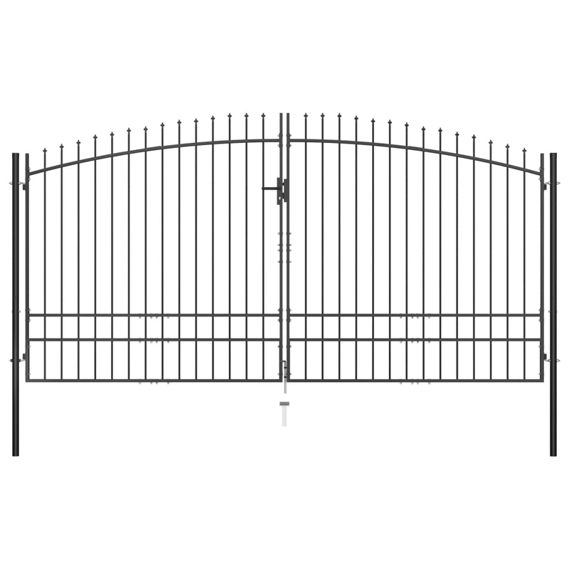 Double Door Fence Gate with Spear Top 13.1'x8.1'
