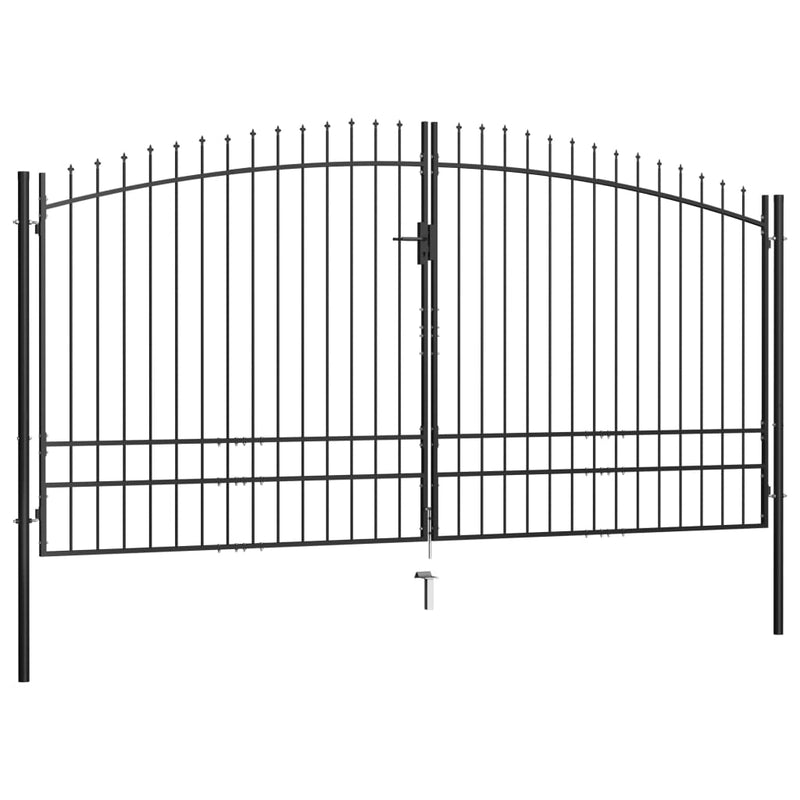 Double Door Fence Gate with Spear Top 13.1'x8.1'