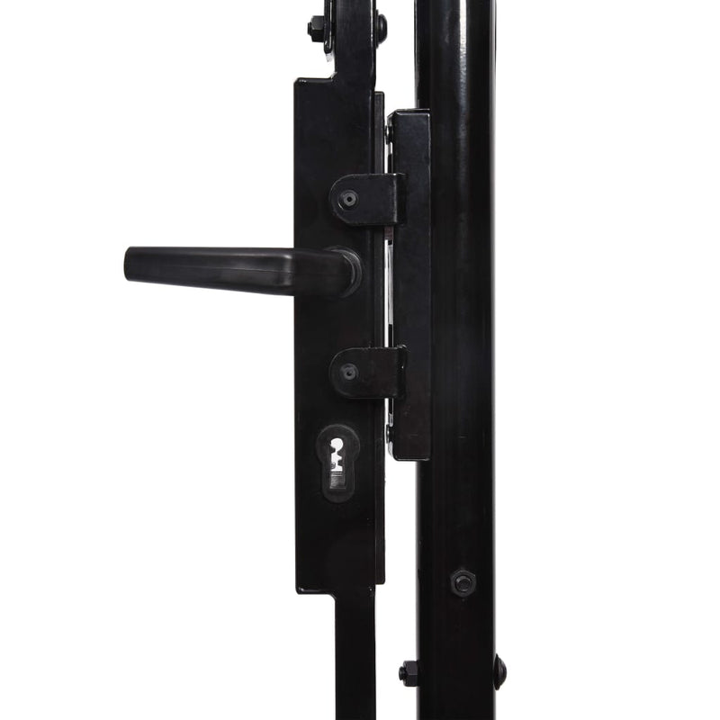 Fence Gate Single Door with Spike Top Steel 3.3'x6.6' Black