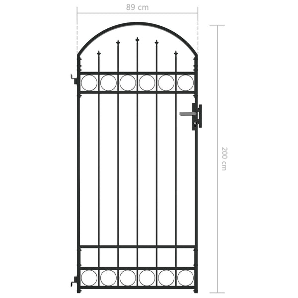 Fence Gate with Arched Top Steel 35"x78.7" Black