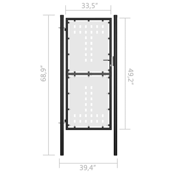 Single Door Fence Gate 3.3'x5.7' Black (US only)