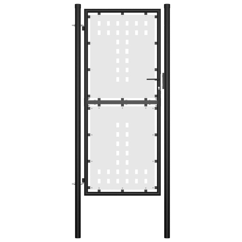 Single Door Fence Gate 39.4" x 78.7" Black