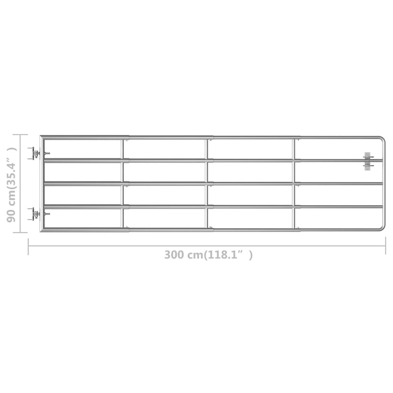 5 Bar Field Gate Steel (45.3"-118.1")x35.4" Silver