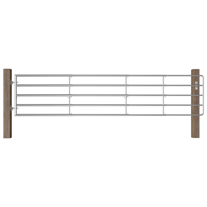 5 Bar Field Gate Steel (59.1"-157.5")x35.4" Silver
