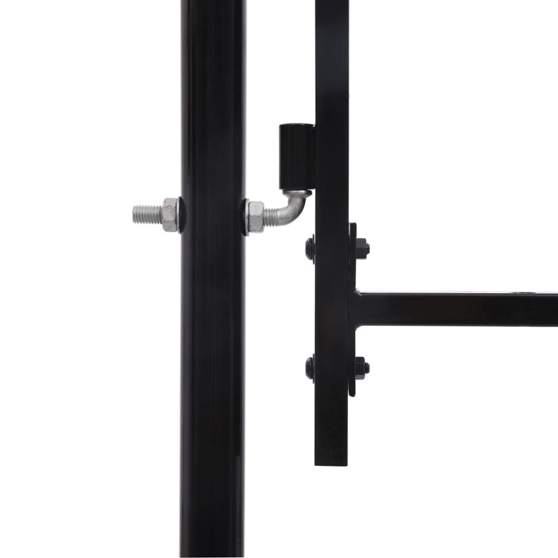 Fence Gate Single Door with Spike Top Steel 3.3'x3.9' Black
