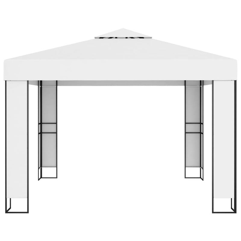Gazebo with Double Roof 9.8'x9.8' White