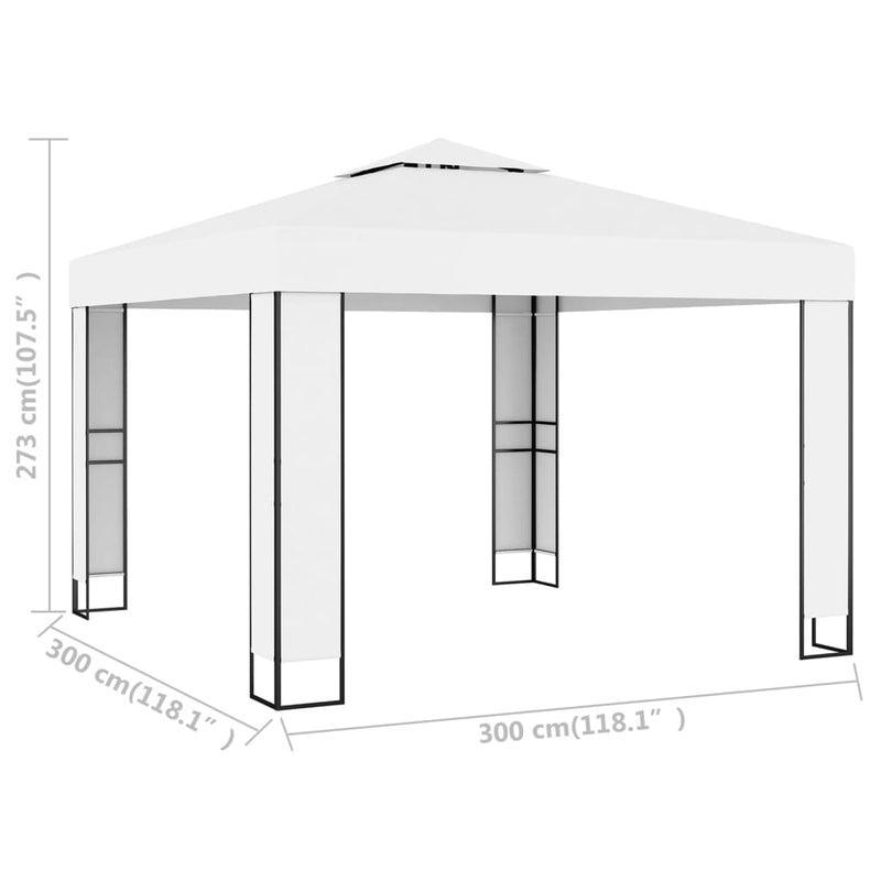 Gazebo with Double Roof 9.8'x9.8' White