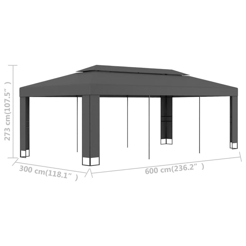 Gazebo with Double Roof 9.8'x19.6' Anthracite
