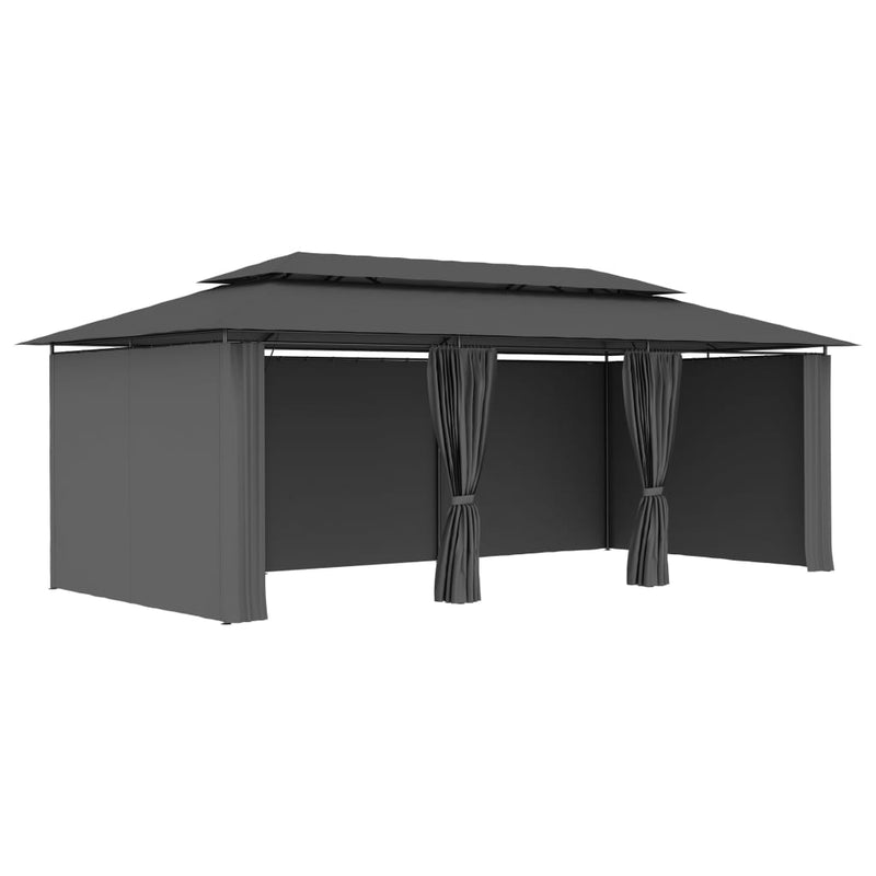 Gazebo with Curtains 236.2"x117.3"x106.3" Anthracite