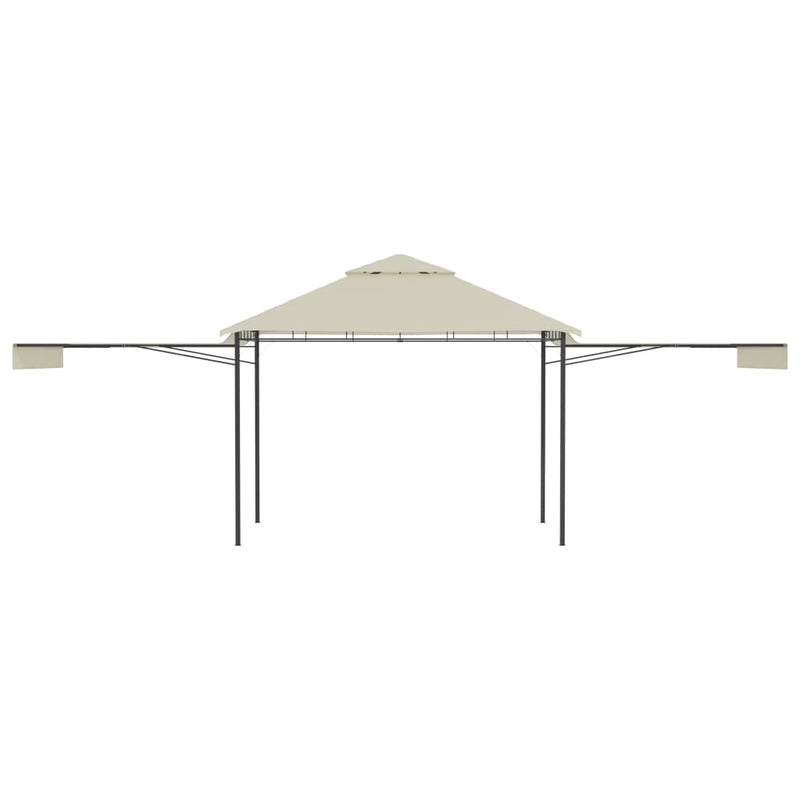 Gazebo with Double Extended Roofs 9.8'x9.8'x9' Cream 180 g/mÂ²