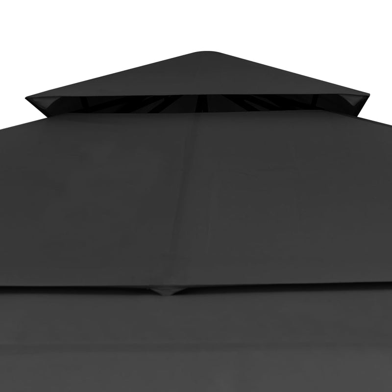 Gazebo with Double Extending Roofs 9.8'x9.8'x9' Anthracite 180g/mÂ²