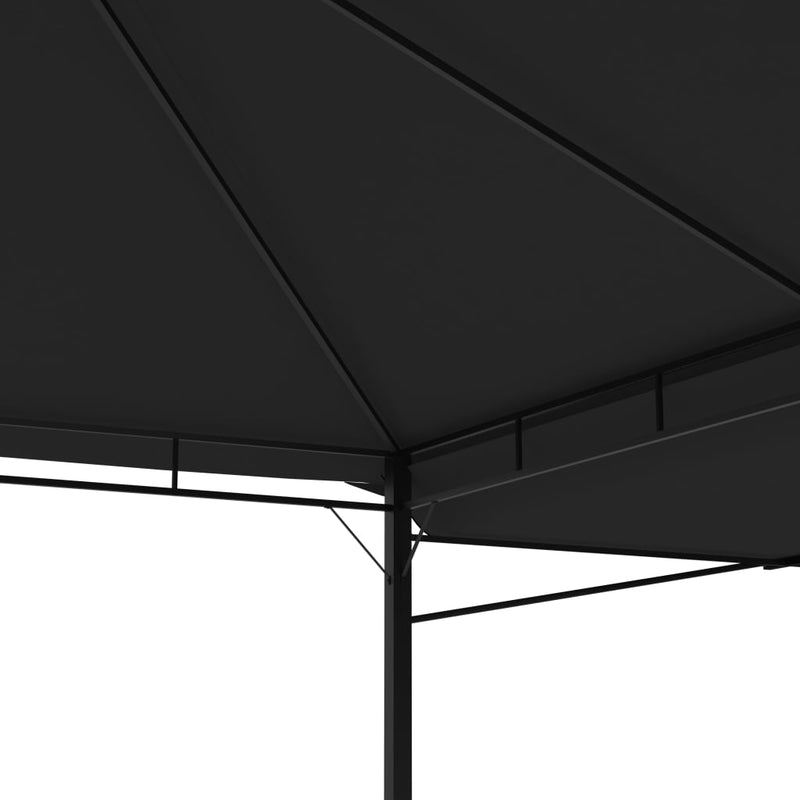 Gazebo with Double Extending Roofs 9.8'x9.8'x9' Anthracite 180g/mÂ²