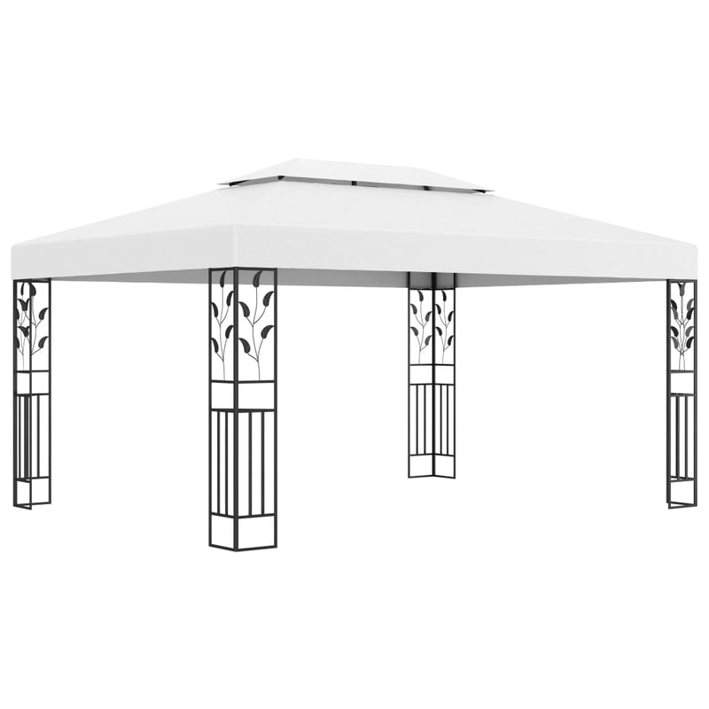 Gazebo with Double Roof 118.1"x157.5" White