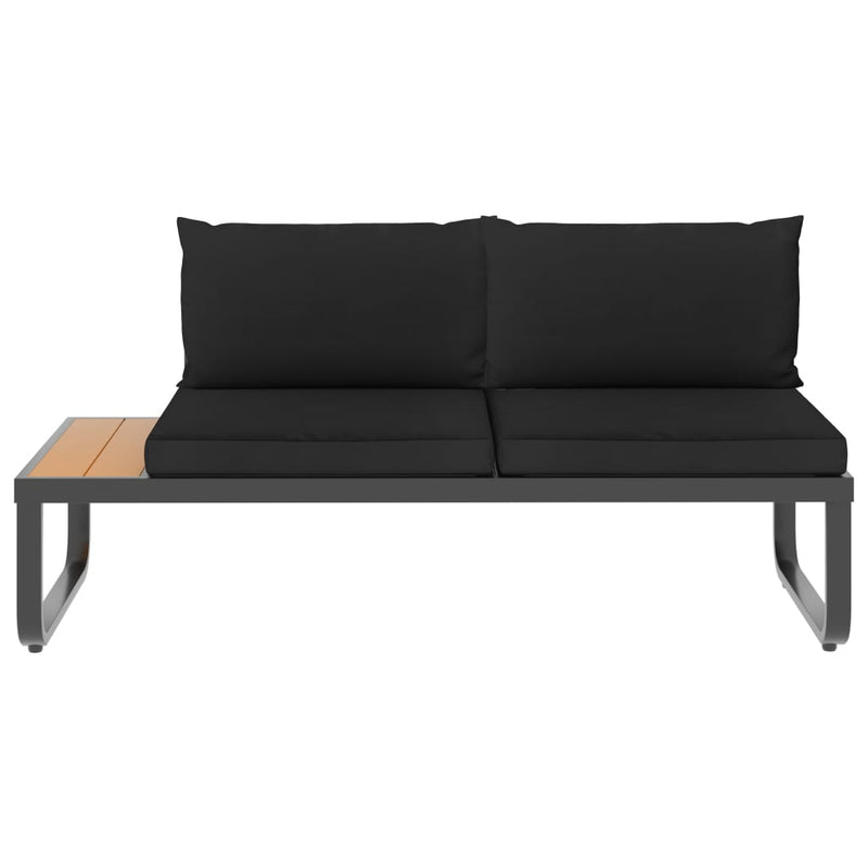 4 Piece Patio Corner Sofa Set with Cushions Aluminum and WPC