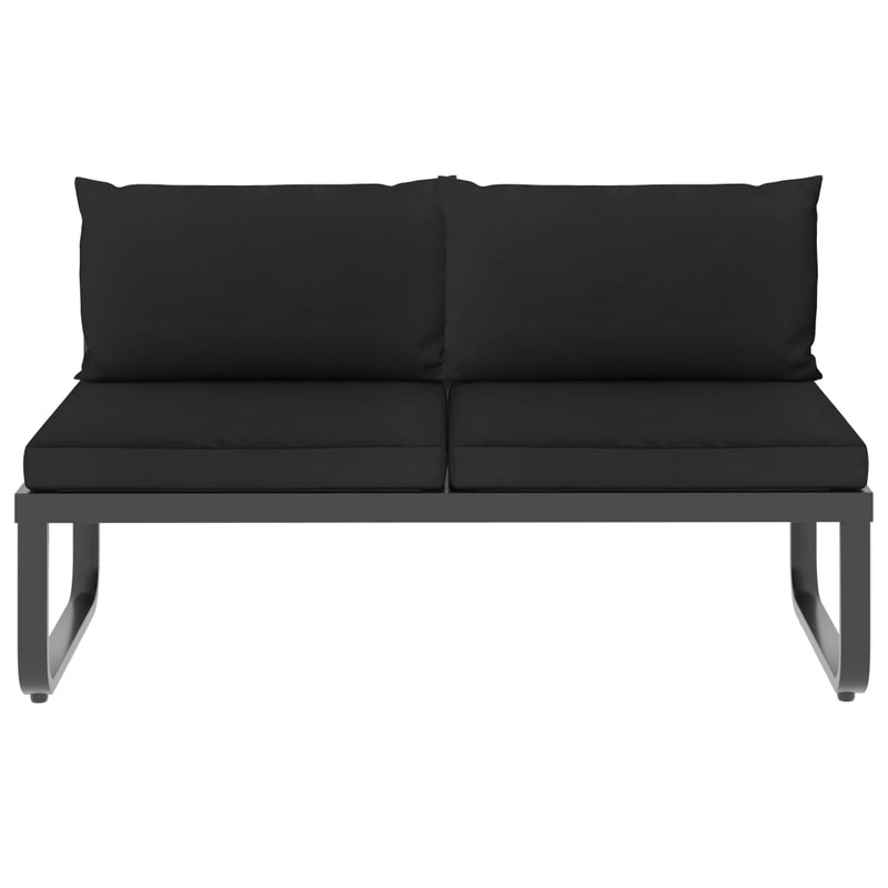 4 Piece Patio Corner Sofa Set with Cushions Aluminum and WPC