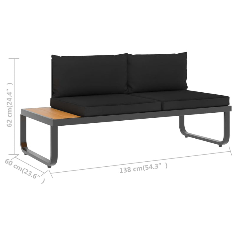 5 Piece Patio Corner Sofa Set with Cushions Aluminum and WPC