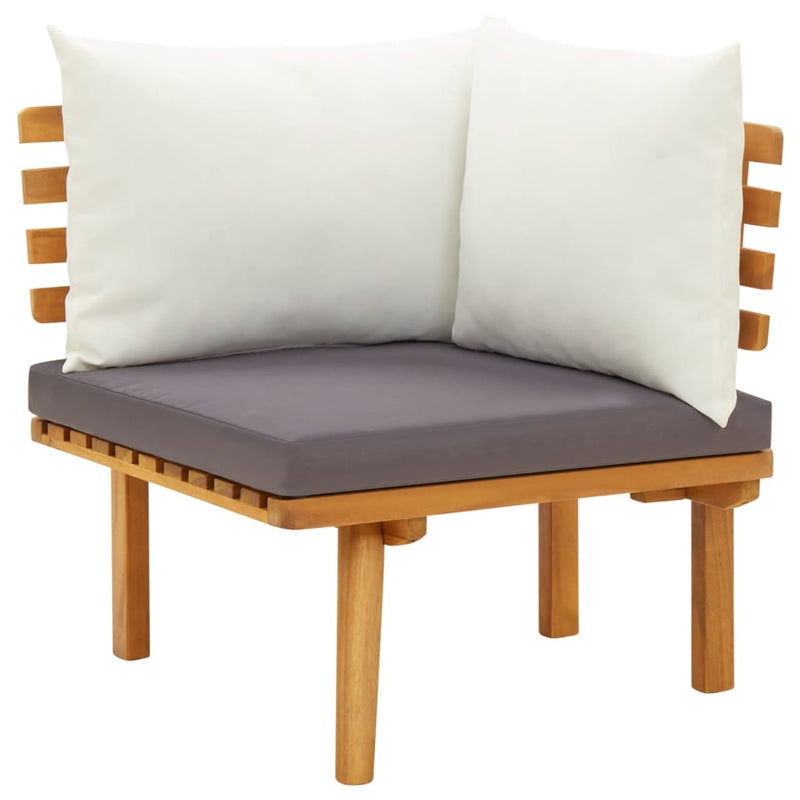 Patio Corner Sofa with Cushions Solid Acacia Wood