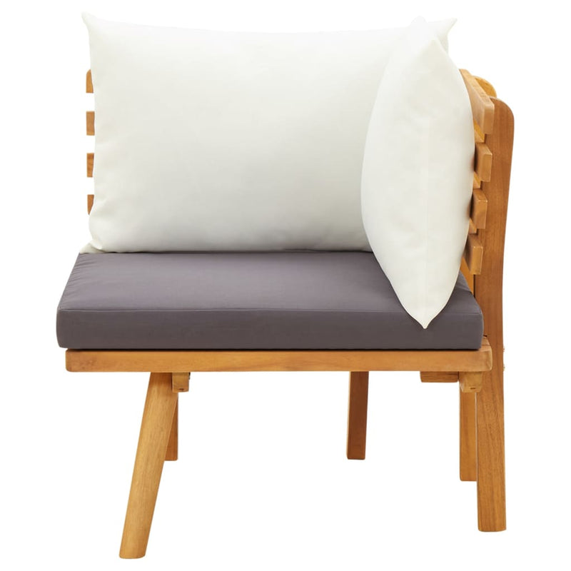 Patio Corner Sofa with Cushions Solid Acacia Wood