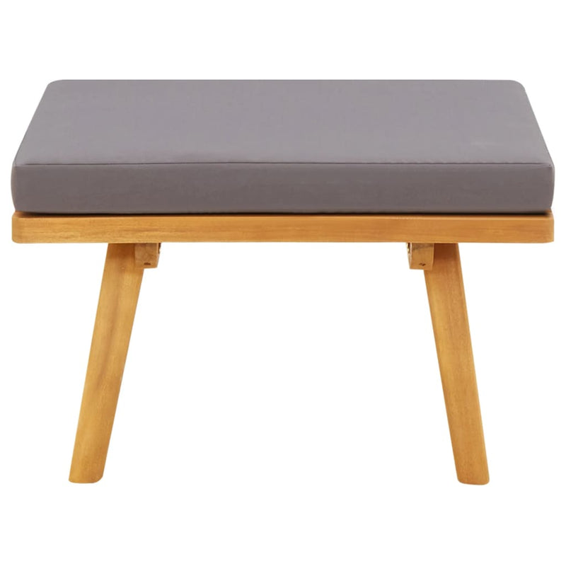 Patio Footstool with Cushion 23.6"x23.6"x11.4" Solid Acacia Wood