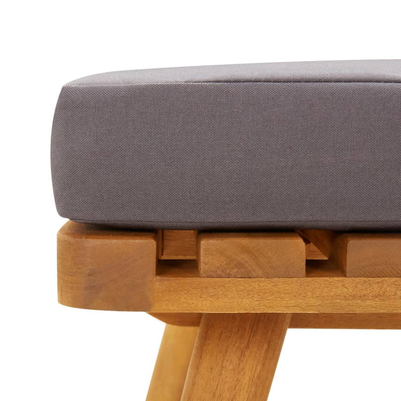 Patio Footstool with Cushion 23.6"x23.6"x11.4" Solid Acacia Wood