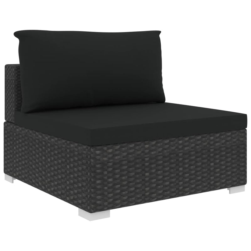 13 Piece Patio Lounge Set with Cushions Poly Rattan Black