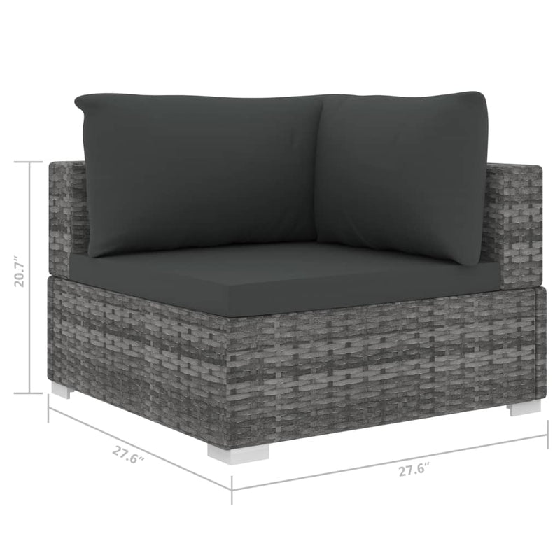 6 Piece Patio Lounge Set with Cushions Poly Rattan Gray