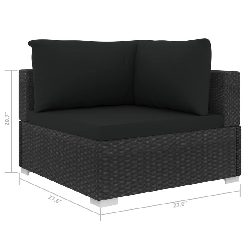 4 Piece Patio Lounge Set with Cushions Poly Rattan Black