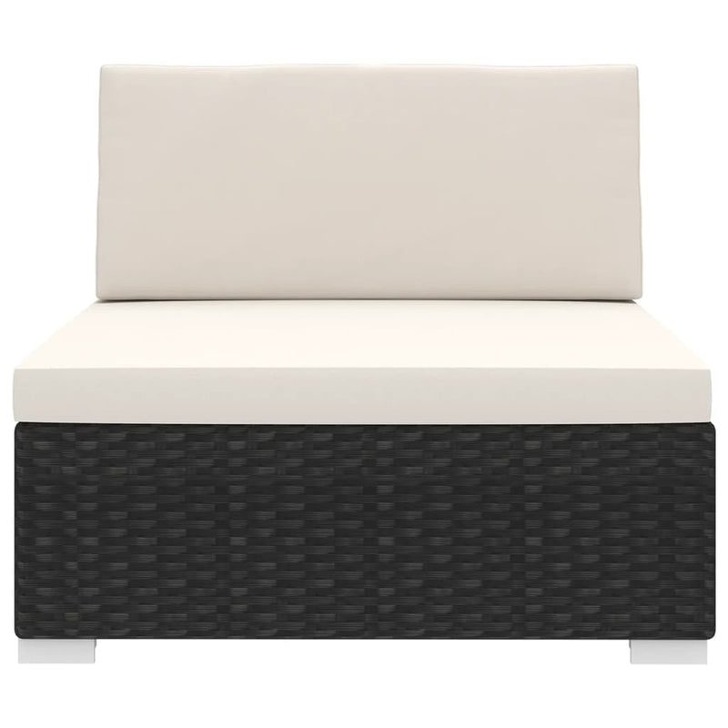 Sectional Middle Seat with Cushions Poly Rattan Black