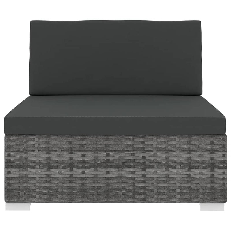 Sectional Middle Seat with Cushions Poly Rattan Gray