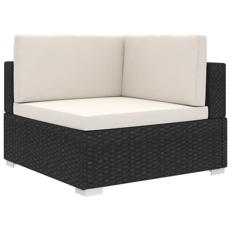 Sectional Corner Chair with Cushions Poly Rattan Black
