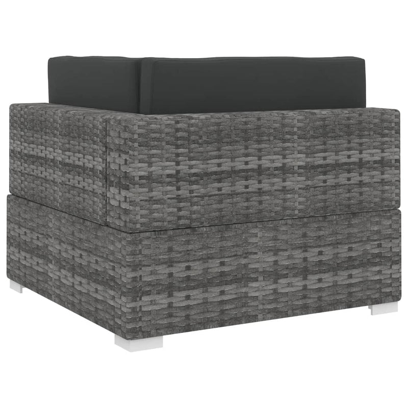 Sectional Corner Chair with Cushions Poly Rattan Gray