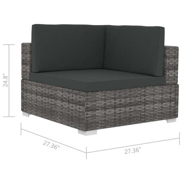 2 Piece Patio Sofa Set with Cushions Poly Rattan Gray