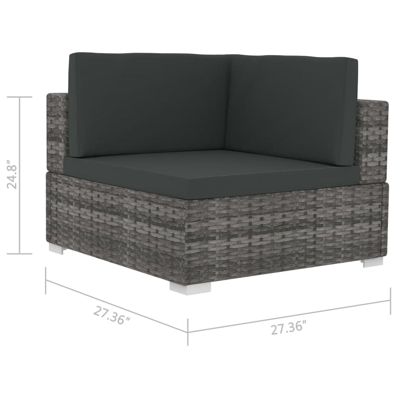 4 Piece Patio Sofa Set with Cushions Poly Rattan Gray
