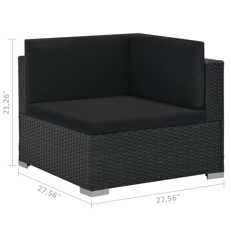 6 Piece Patio Lounge Set with Cushions Poly Rattan Black