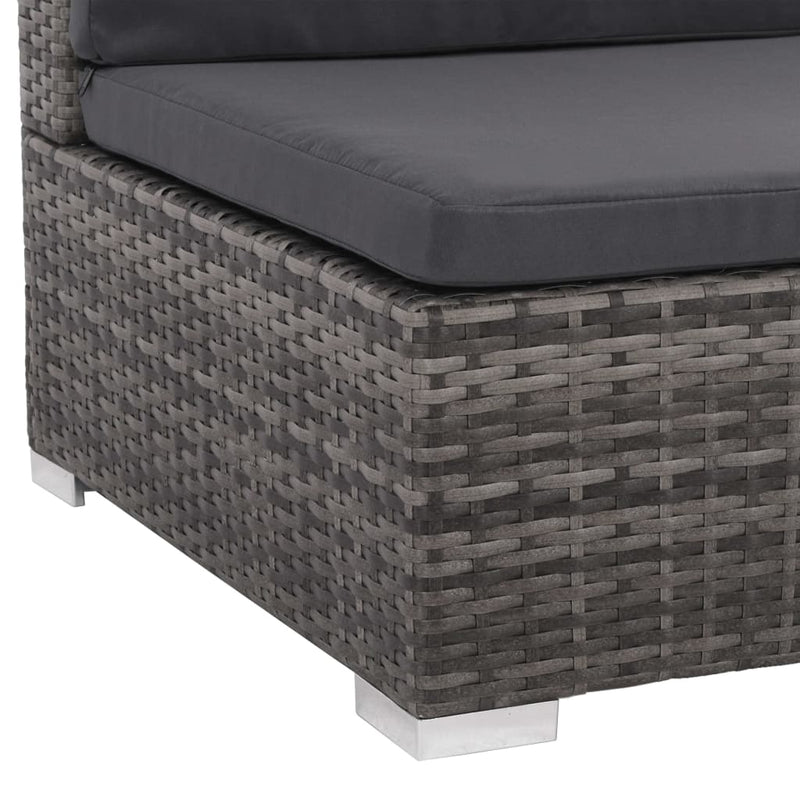7 Piece Patio Lounge Set with Cushions Poly Rattan Gray