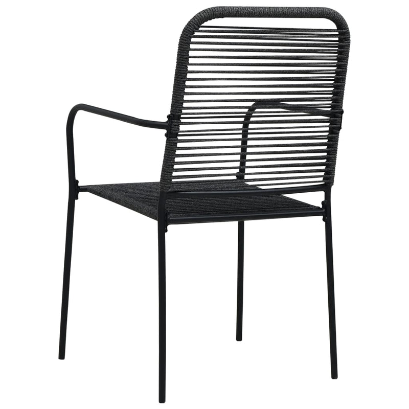 Patio Chairs 2 pcs Cotton Rope and Steel Black