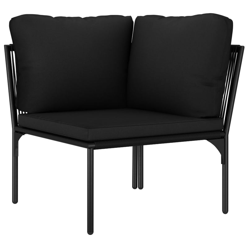 6 Piece Patio Lounge Set with Cushions Black PVC