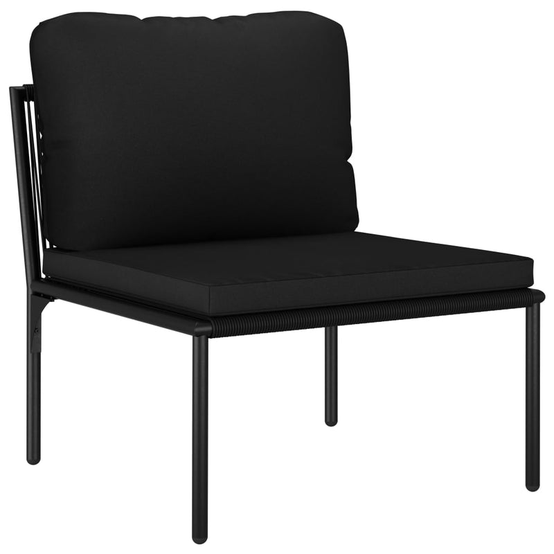 5 Piece Patio Lounge Set with Cushions Black PVC