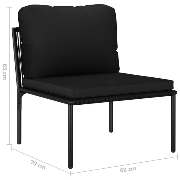 3 Piece Patio Lounge Set with Cushions Black PVC