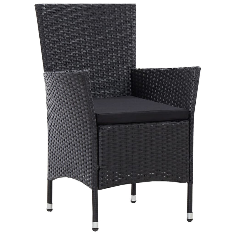 Patio Chairs 2 pcs Black Poly Rattan