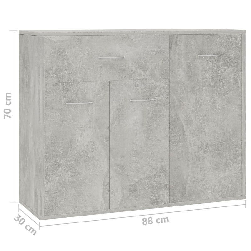 Sideboard Concrete Gray 34.6"x11.8"x27.6" Chipboard