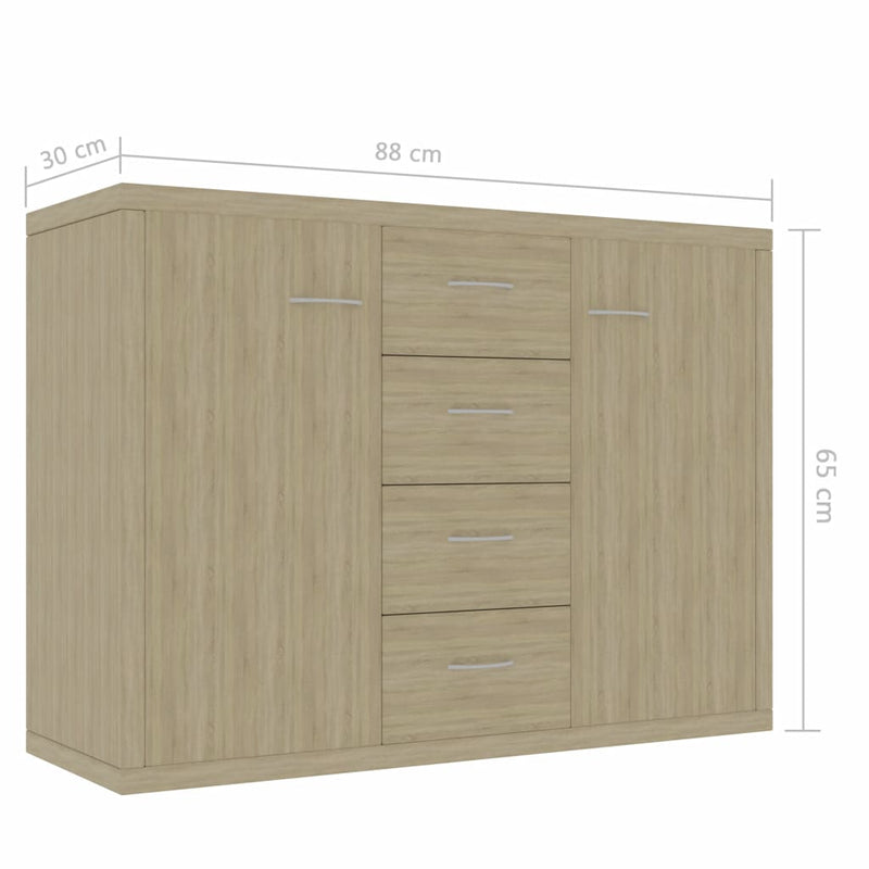Sideboard Sonoma Oak 34.6"x11.8"x25.6" Chipboard