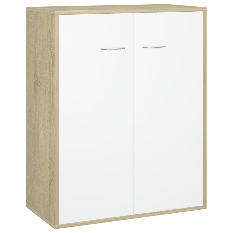 Sideboard White and Sonoma Oak 23.6"x11.8"x29.5" Chipboard