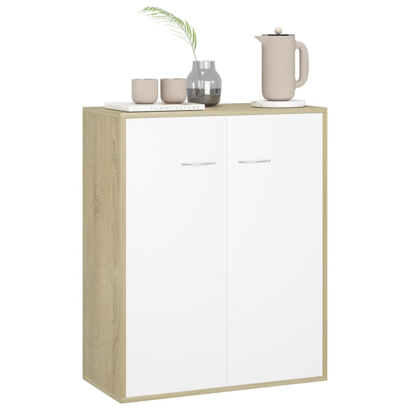 Sideboard White and Sonoma Oak 23.6"x11.8"x29.5" Chipboard