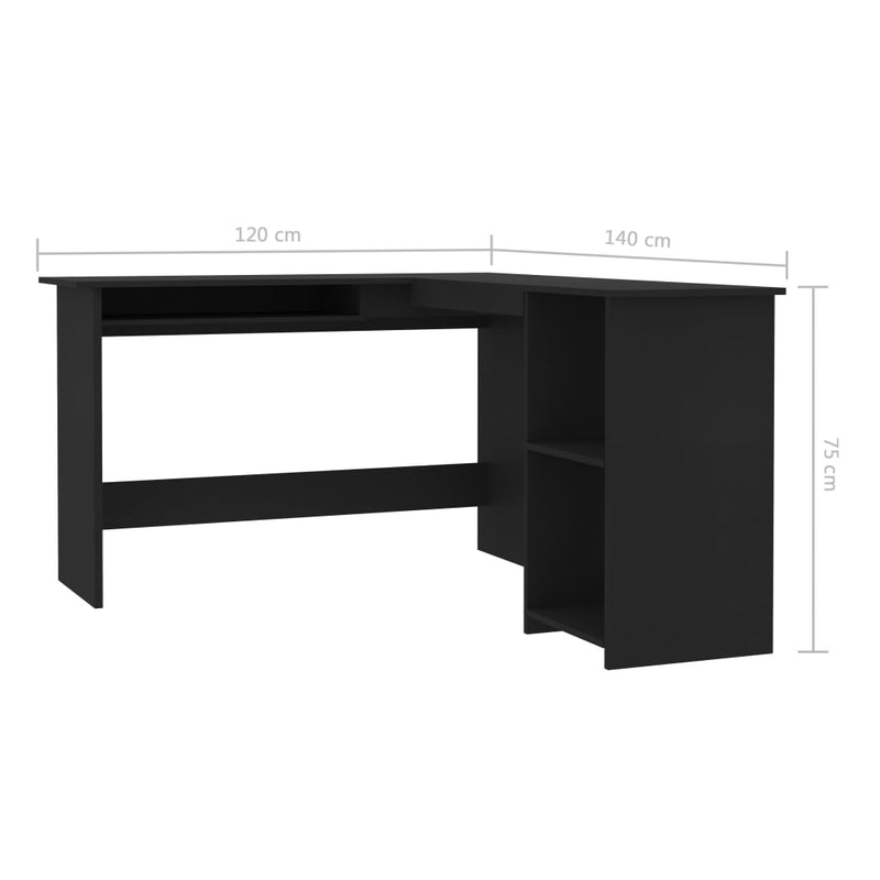 L-Shaped Corner Desk Black 47.2"x55.1"x29.5" Chipboard