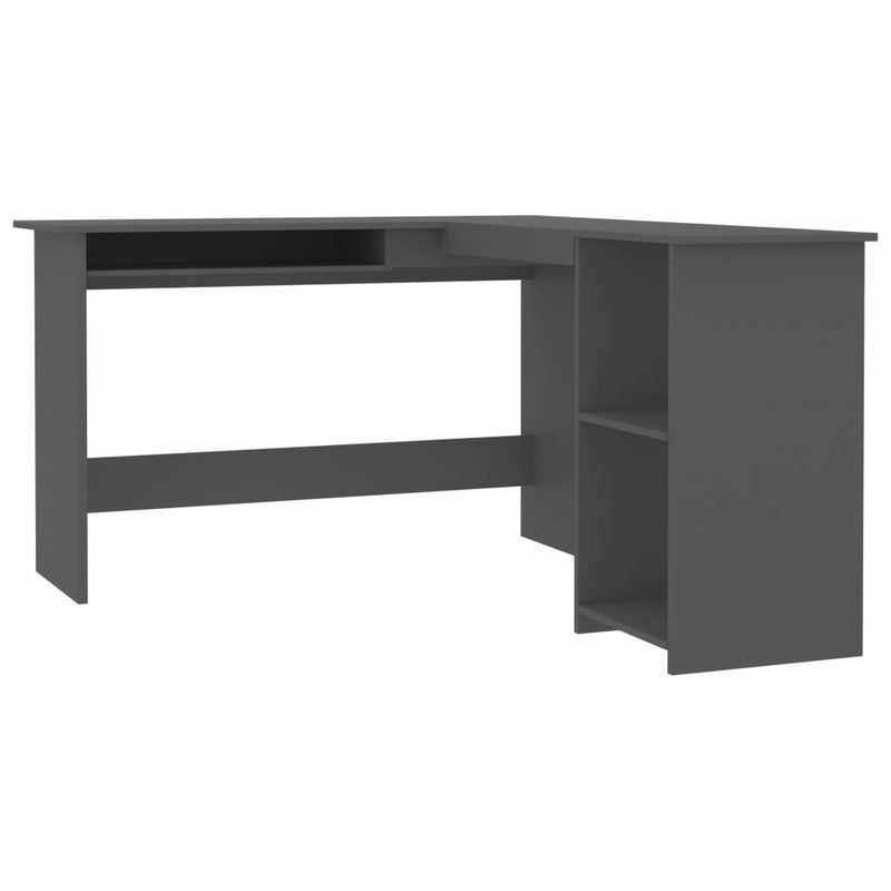 L-Shaped Corner Desk Gray 47.2"x55.1"x29.5" Chipboard