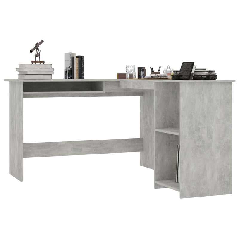 L-Shaped Corner Desk Concrete Gray 47.2"x55.1"x29.5" Chipboard