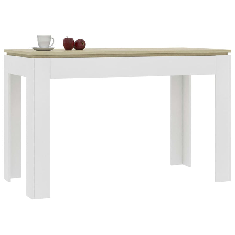 Dining Table White and Sonoma Oak 47.2"x23.6"x29.9" Chipboard