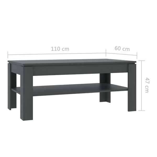 Coffee Table Gray 43.3"x23.6"x18.5" Chipboard